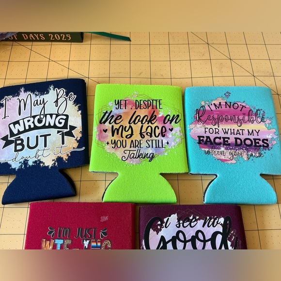 Set of 5 Hand Pressed Drink Coozies, BN! - Picture 2 of 3